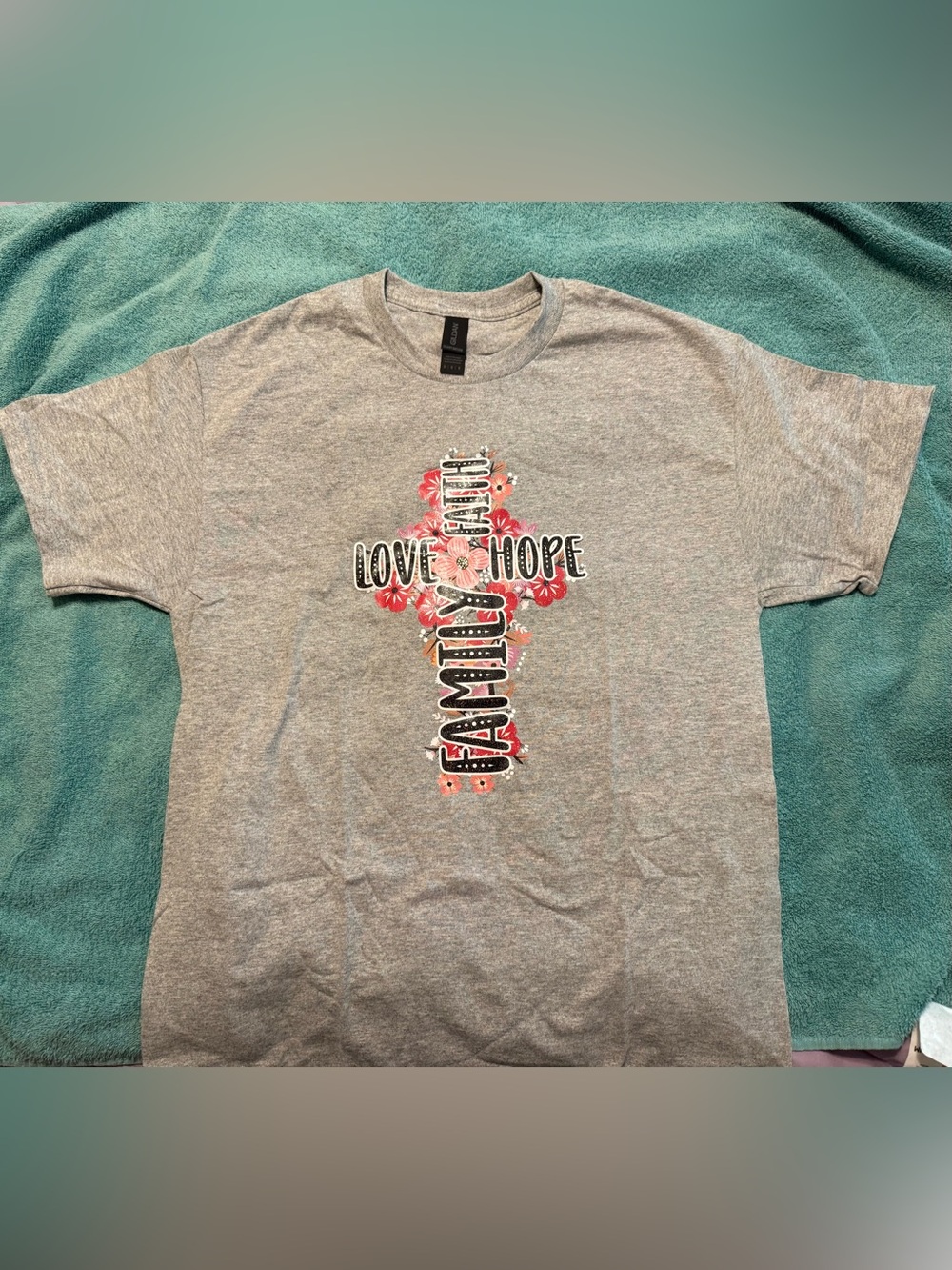 Gray 'Love Hope Family' Graphic Tee